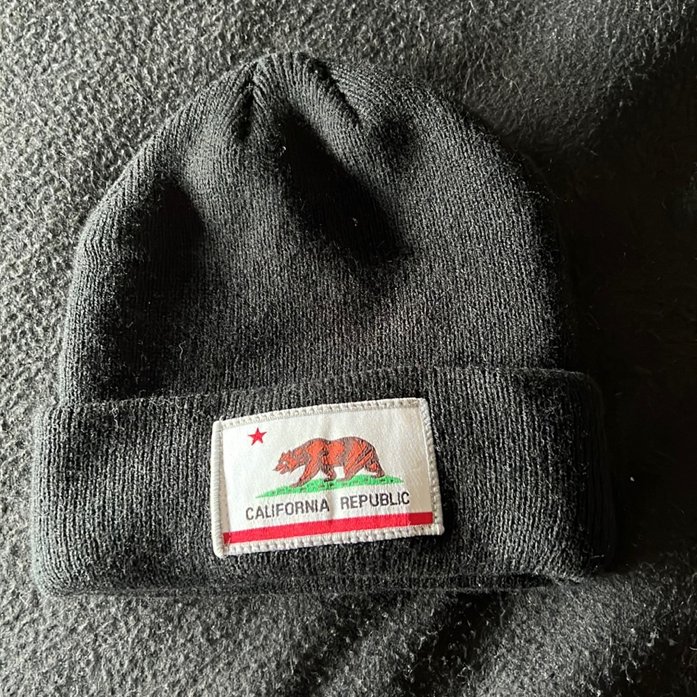 black “california republic” beanie
